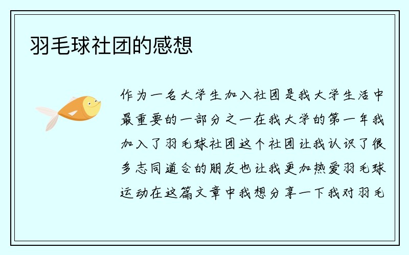 羽毛球社团的感想